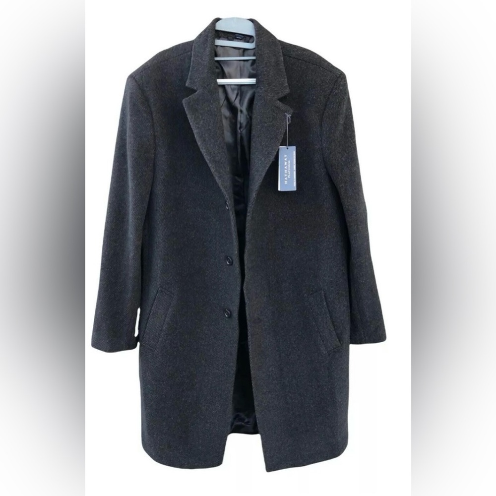 NWT! Mens HATHAWAY PLATINUM Wool & Cashmere Long Coat Heavy Charcoal Gray Sz 40R